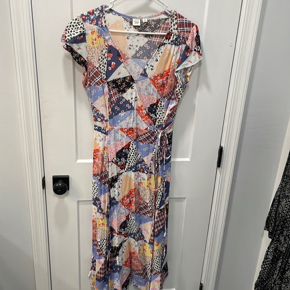 Gap patch work wrap dress
